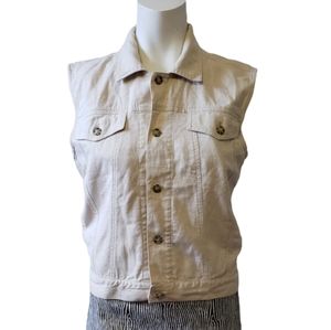 Rampage r-wear small tan sleeveless cotton linen button down vest
